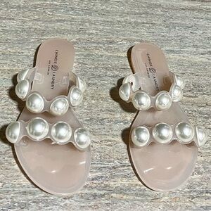 Chinese Laundry jelly open toe sandals with faux pearls